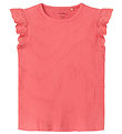 Name It T-shirt - Rib - NmfHalina - Spiced Coral w. Lace