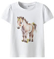 Name It T-skjorte - NmfHani - Bright White m. Hest