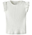 Name It T-shirt - Rib - NmfHalina - Bright White w. Lace