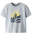 Name It T-shirt - Nmmhaldur - Pearl Blue w. Print