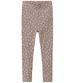 Name It Leggings - Rib - NmfHoise - Purple Dove w. Flowers