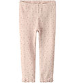 Lil' Atelier leggings - Rib - NbfGago - Peach Blush w. Flowers