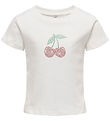 Kids Only T-shirt - KogKira - Cloud Dancer/Cherry w. Rhinestone