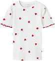 Name It T-shirt - Rib - NmfJillie - Bright White w. Strawberry