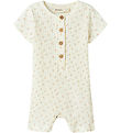 Lil' Atelier Summer Romper - Rib - NbfHulla - Coconut Milk w. Bl
