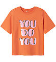 Name It T-shirt - NkfHelka - Fresh Salmon w. Sequins