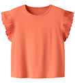 Name It T-shirt - NkfHrejaline - Fresh Salmon w. Embroidery Angl