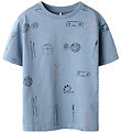 Name It T-shirt - NmmHuxi - Faded Denim w. Print