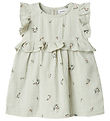 Name It Dress - Muslin - NbfHikka - Aqua Gray w. Flowers