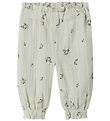 Name It Byxor - Muslin - NbfHikka - Aqua Grå m. Blommor
