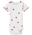 Name It Body k/ä - Rib - NbfJillie - Bright White m. Erdbeere