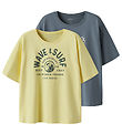 Name It T-shirt - NkmVictor - 2-Pack - Lemon Meringue/Blue Mirag