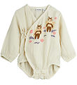 Mini Rodini Wrap Bodysuit l/s - Muslin Bee - Offwhite