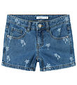 Name It Shorts - NkfRose - Medium+ Blue Denim/Palm Tree