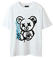 LMTD T-shirt - NlmBear - Bright White/Black Print