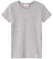 MarMar Stuttermabolur - Rib - Plain - Nei - Light Grey Melange