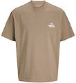 Jack & Jones Stuttermabolur - JcoRetreat leturgerð - Desert Taup