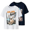 Name It T-shirt - NkmVoto - 2-Pack - Navy Blazer/Bright White