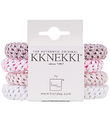 Kknekki Elastic Hair Bands - 4-Pack - Pink/White