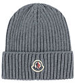 Moncler Beanie - Knitted - Wool - Grey