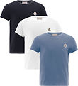Moncler Stuttermabolur - 3 Pakki - Hvítt/Blátt/Dökkblátt