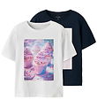 Name It T-shirt - NkfVotea - 2-Pack - Bright White/Navy Blazer/G