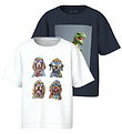 Name It T-Shirt - NmmVoto - 2er-Pack - Bright White/Navy Blazer/