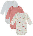 Petit Bateau Samfellur l/e - 3 Pakki - Off White/Rautt