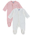 Petit Bateau Schlafanzug - 2er-Pack - Weiß/Rosa m. Herzen/Streif