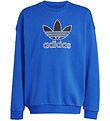 adidas Originals Peysa - Trefoil Crew - Blue/Black