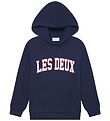 Les Deux Kapuzenpullover - Aidan - Dark Navy Blue m. Logo