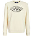 Jack & Jones Peysa - JjMakoto - Antique White/BIG Prentað