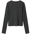 LMTD Blússa - Rib - Nei - NlfHinaja - Dark Grey Melange