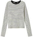LMTD Blússa - Rib - Noos - NlfHinaja - Dark Grey Melange/White S