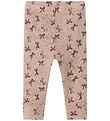 Name It Leggings - Ull - NbfWang - Shadow Grå/Rosetter