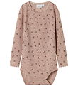 Name It Bodysuit l/s - Wool - NmfWang - Shadow Gray/Small flower