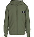 Calvin Klein Cardigan - Badge Zip Through - Thyme Green