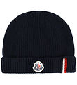 Moncler Beanie - Wool - Navy w. Logo Stripe