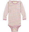 Engel Bodysuit l/s - Wool - Rosewood Melange/Natural