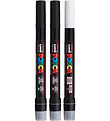 Posca Markers w. Brush tip - PCF-350 - 3 pcs - White/Black