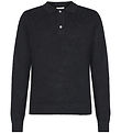 Grunt Blússa - Polo Prjónað - GrHam - Black Melange