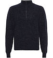 Grunt Bluse - Halbreißverschluss - Strick - GrTone - Navy Melang