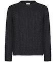 Grunt Bluse - Strick - Grün - Black Melange