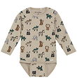 Minymo Bodysuit l/s - AOP - Oxford Tan