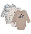Hust and Claire Bodysuit l/s - 3-Pack - Bertram Rocket - Wheat M