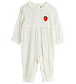 Mini Rodini Jumpsuit - Strawberry Schiffli - White