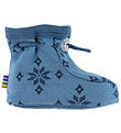 Joha Booties - 2-layer - Wool/Cotton - Blue w. Snowflakes