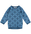 Joha Blouse - Wool/Cotton - Blue w. Snowflakes