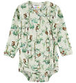 Joha Wrap Bodysuit l/s - Wool - Off White w. Trees