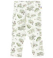 Joha Leggings - Wool/Silk - Off White w. Trees